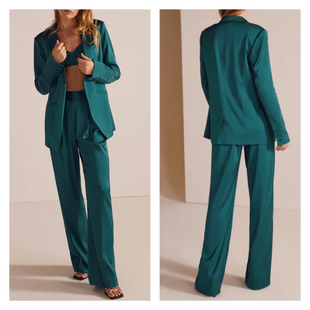 Favorite Daughter Satin Suit Emerald